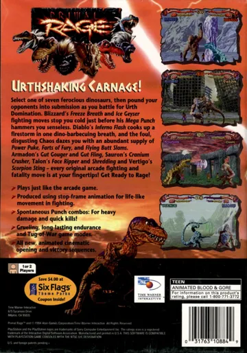 Primal Rage (US) box cover back